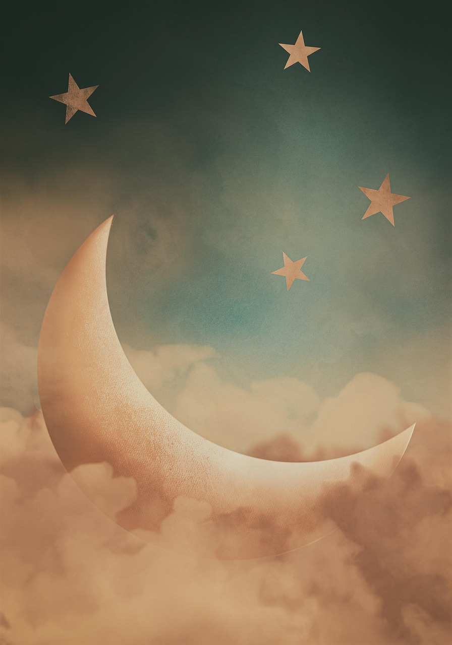 moon and stars night sky for sleep