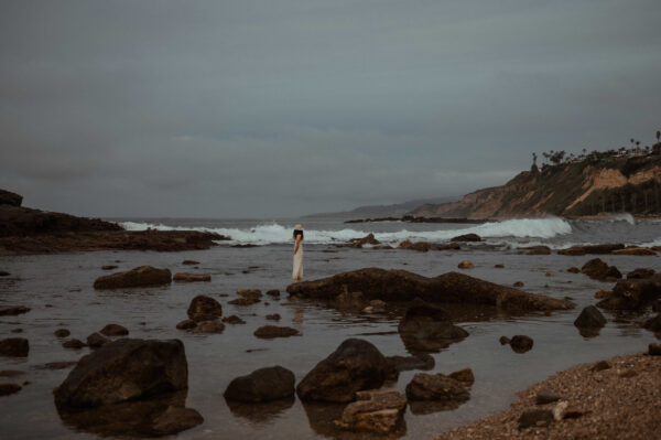 Cloudy beach scene of holiday depression
