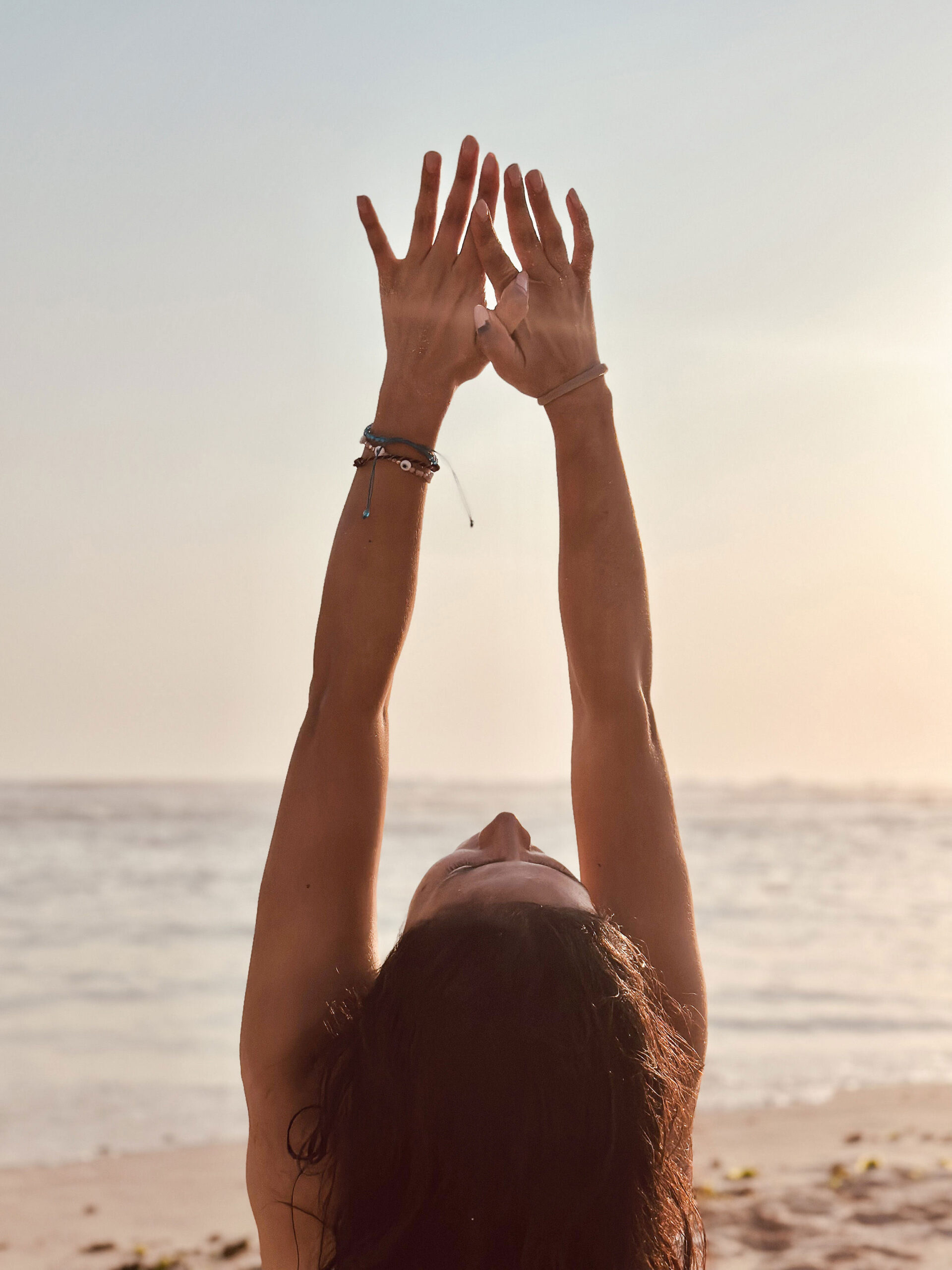 Active older woman doing morning yoga